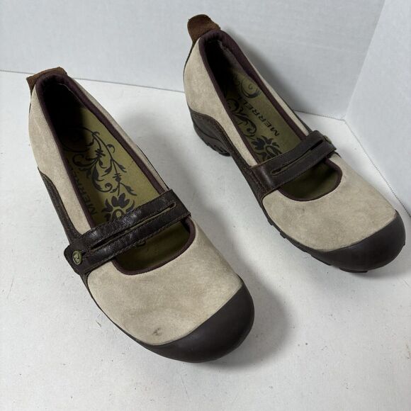 Merrell Loafers Womens‎ Size 8.5 Plaza Bandeau Mary Jane Suede Dark Taupe C2 - Picture 1 of 11